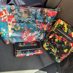 Sakroots Vibrant Floral Tote, Crossbody, and Wallet Set